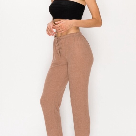 Cozy Matching Pant Hoodie Set Loungewear Tan - Picture 6 of 6